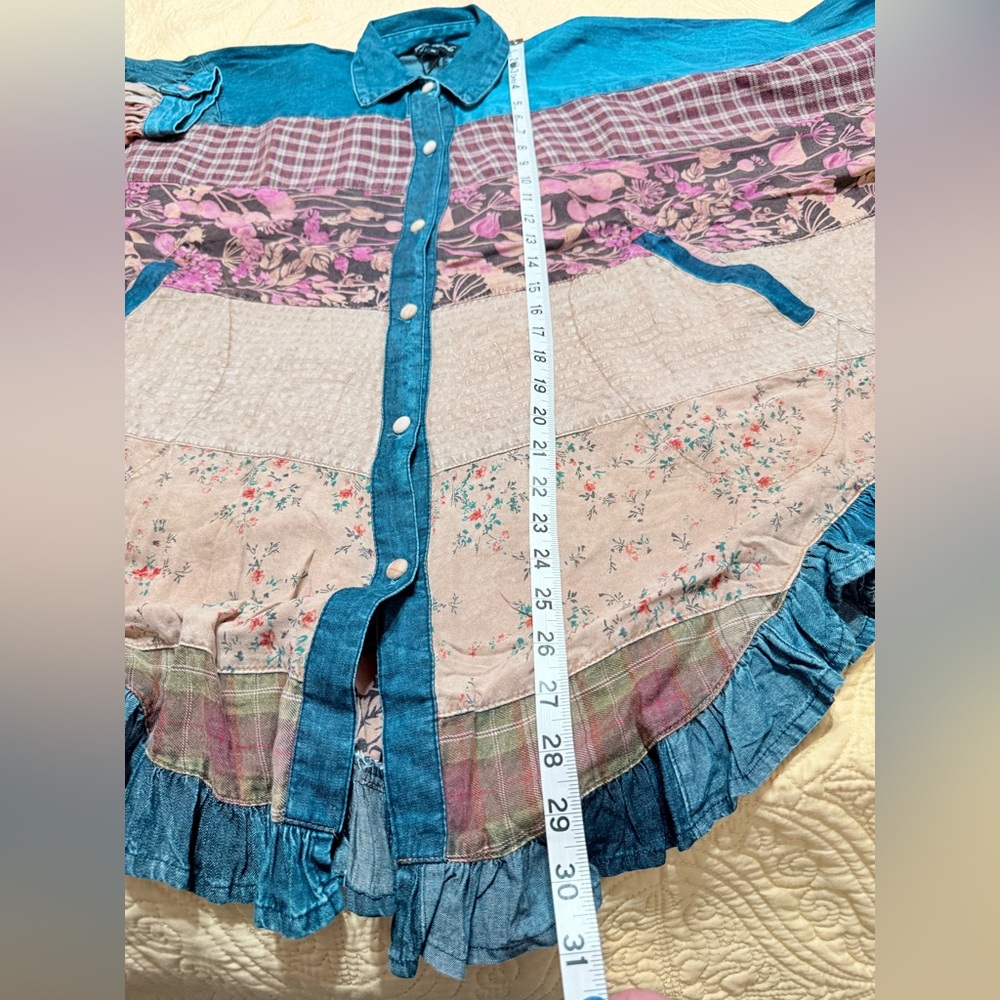 NWT Young Threads M pp29 Patchwork Denim Button-U… - image 8